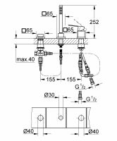 Смеситель Grohe Eurocube для ванны 19966000 схема 2