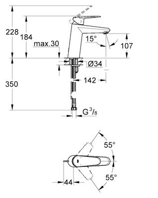 Смеситель Grohe Eurodisc Cosmopolitan для раковины 23449002 схема 4