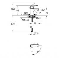 Смеситель Grohe Eurosmart Cosmopolitan для раковины 2337800E схема 2