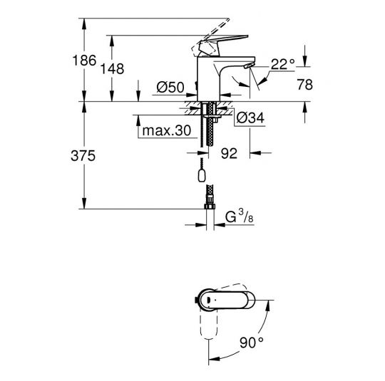 Смеситель Grohe Eurosmart Cosmopolitan для раковины 2337800E ФОТО