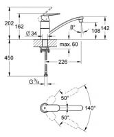 Смеситель Grohe Eurosmart Cosmopolitan для кухни 31170000 схема 2