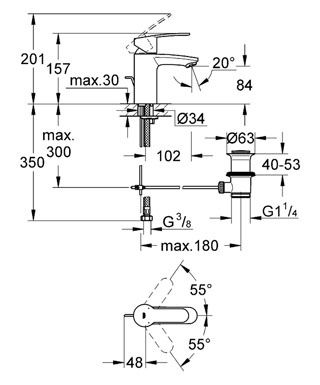 Смеситель Grohe Eurostyle Cosmopolitan для раковины 3355220E схема 9