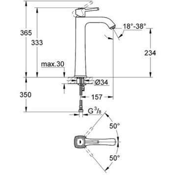 Смеситель Grohe Grandera 23313 для раковины схема 1