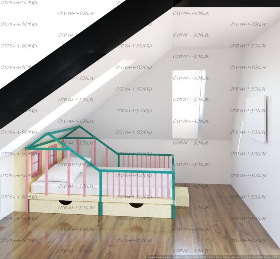 Кровать Домик угловой Butterfly Мансарда №4