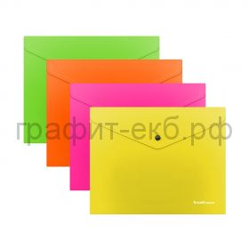 Конверт А5+ на кнопке ErichKrause Glossy Neon полупрозрачный 50305