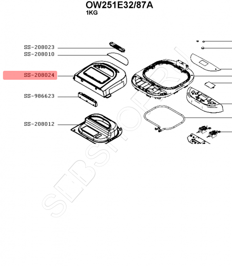 Крышка верхняя хлебопечи MOULINEX (Мулинекс) OW251E32/87A. Артикул SS-208024