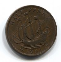 1/2 пенни 1941 года Великобритания