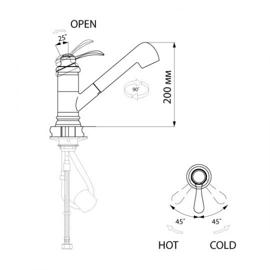Смеситель Omoikiri Antique Times для кухни OKAK-AC-35 схема 3