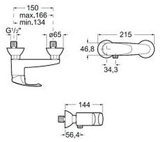 Смеситель Roca Monodin New для душа 5A2107C00 схема 2