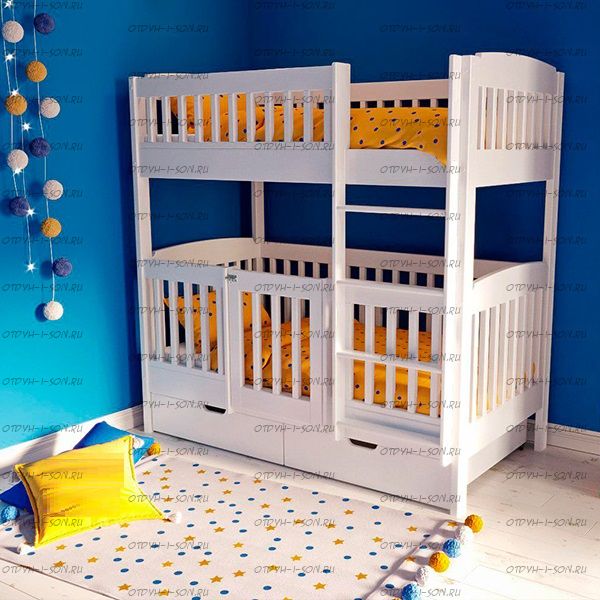 Кровать двухъярусная Малинка №7А с калиткой
