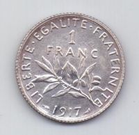 1 франк 1917 года UNC Франция