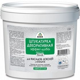 Декоративная Штукатурка Шуба Латек Л308 7кг Размер Зерна 2мм Белая для Внутренних и Наружных Работ / Latek