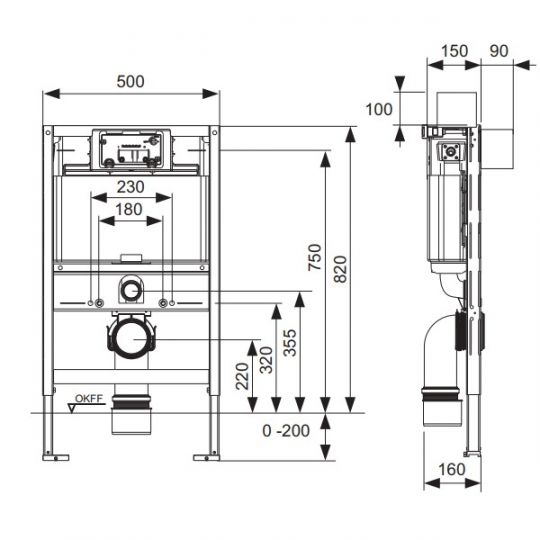 TECE для унитаза 9300001 Высота 82 см схема 1 TECE для унитаза 9300001 Высота 82 см схема 1