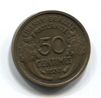 50 сантимов 1938 года Франция