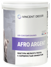 Краска Фактурная Vincent Decor Afro Argent 1л с Эффектом Мелкого Песка Серебро, Перламутровая / Винсент Декор Афро Аржент