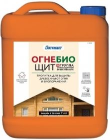 Пропитка Оптимист C403 Огне-Биощит 5л 2-я Группа Защиты, Бесцветный, Изумрудный для Защиты Древесины от Огня и Биопоражения, Наружных и Внутренних Работ