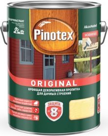 Кроющая Декоративная Пропитка Pinotex Original 2.7л для Дачных Строений с Защитой до 8 лет, Белая, под Колеровку  / Пинотекс Ориджинал