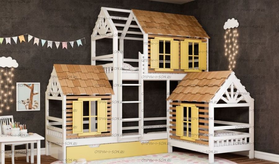 Двухъярусная кровать домик Fantasy №IR21