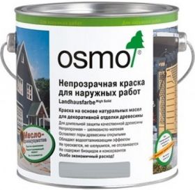 Непрозрачная Стойкая Краска Osmo Landhausfarbe 2.5л для Дерева, Шелковисто-Матовая, Износостойкая для Наружных Работ / Осмо