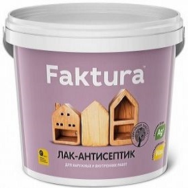 Лак Антисептик Faktura 0.9л на Водной Основе с Ионами Серебра и Воском для Наружных и Внутренних Работ / Фактура