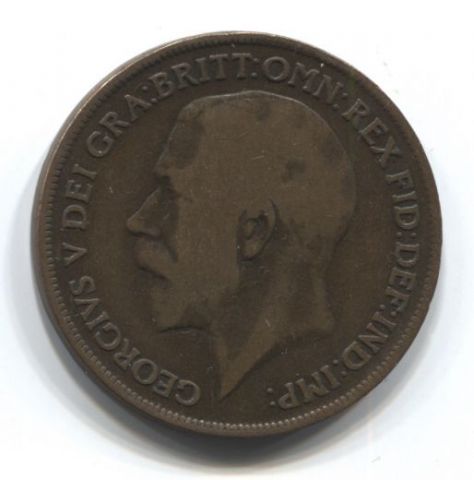 1 пенни 1919 года Н Великобритания, редкий тип