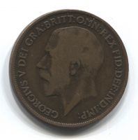 1 пенни 1919 года Н Великобритания, редкий тип