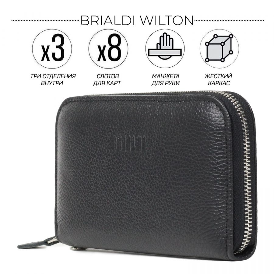 Мужской клатч BRIALDI Wilton (Уилтон) relief black