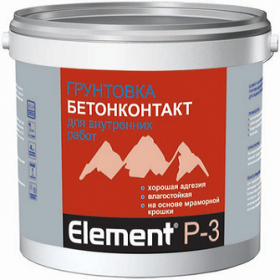 Грунтовка Бетон-Контакт Alpa Element P-3 10л Бесцветная, Влагостойкая для Внутренних Работ