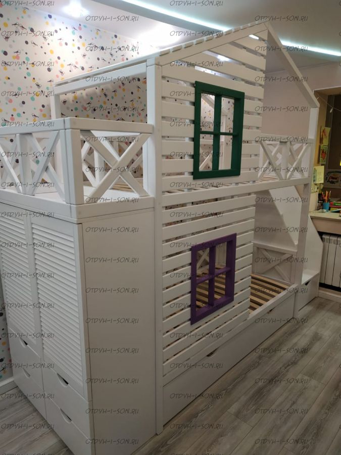 Кровать двухъярусная Домик Roof №14