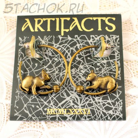 Серьги-кольца "Котята и мячики" (JJ США)