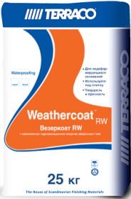 Гидроизоляция Обмазочная Terraco Weathercoat RW 25кг Однокомпонентная, Цементная Белая, Серая / Террако Везеркоат RW