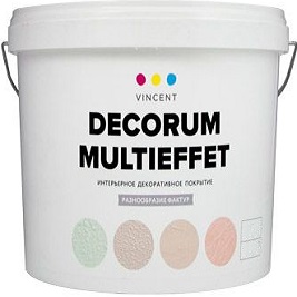 Декоративное Покрытие Vincent Decorum Multieffet D2 18кг Фактурное для Внутренних Работ, Белый / Винсент Декорум Мультиэффект Д-2