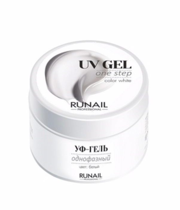 ruNail, Однофазный UV-гель, белый, 15 г