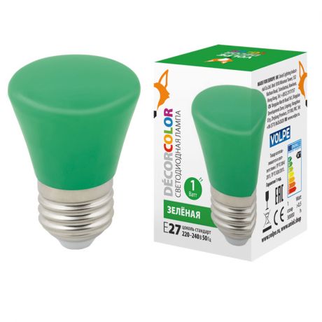 Volpe E27 1W зеленая матовая LED-D45-1W/GREEN/E27/FR/С BELL