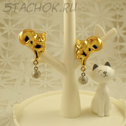 Серьги "Котики и мячики" (Avon США)