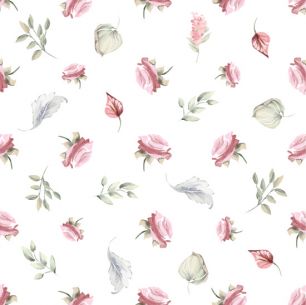 Хлопок Сатин Розы и листочки 50х40 limit