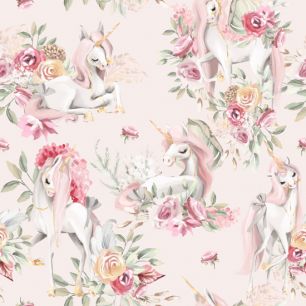 Хлопок Сатин Единороги в цветах 50х40 limit