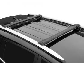 Багажник на рейлинги Nissan Pathfinder R52 (2014-...), Lux Hunter, черный, крыловидные аэродуги