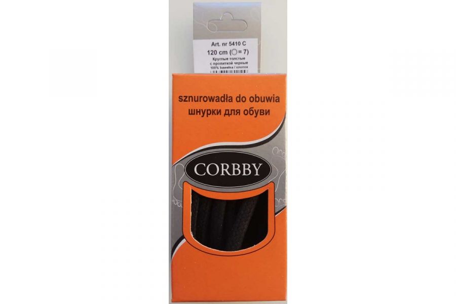 Corbby  Шнурки 120 см черные толстые