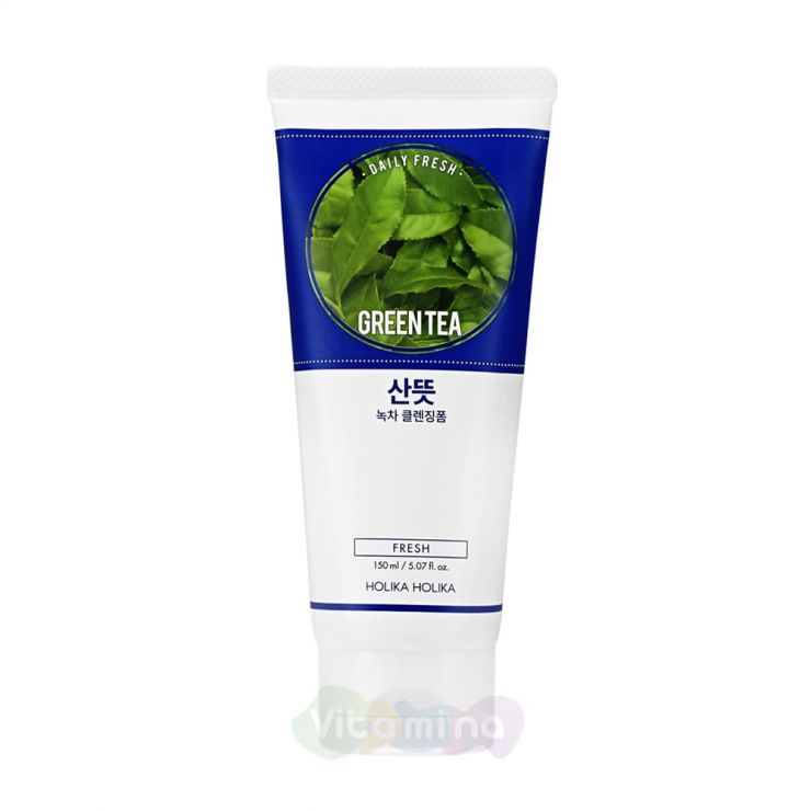 Holika Holika Очищающая пенка с экстрактом зелёного чая Daily Fresh Green tea Cleansing Foam, 150 мл