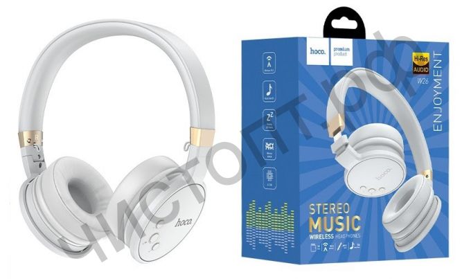 Bluetooth гарнитура стерео HOCO W26 5.0 с микрофоном microSD серый