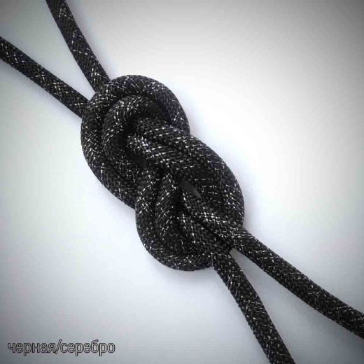 Скакалка для художественной гимнастики черная-серебро Gekhsa (люрекс)
