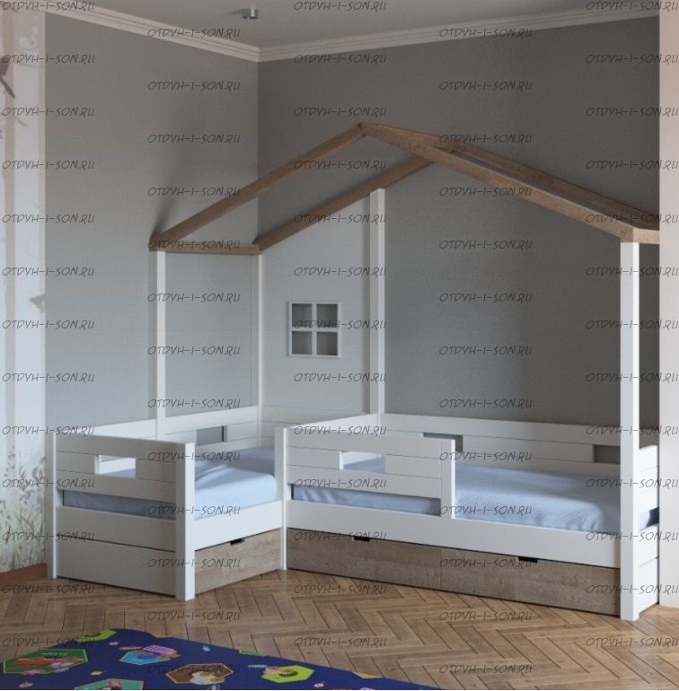 Кровать Домик угловой Fairy Land №2 (для двоих детей)