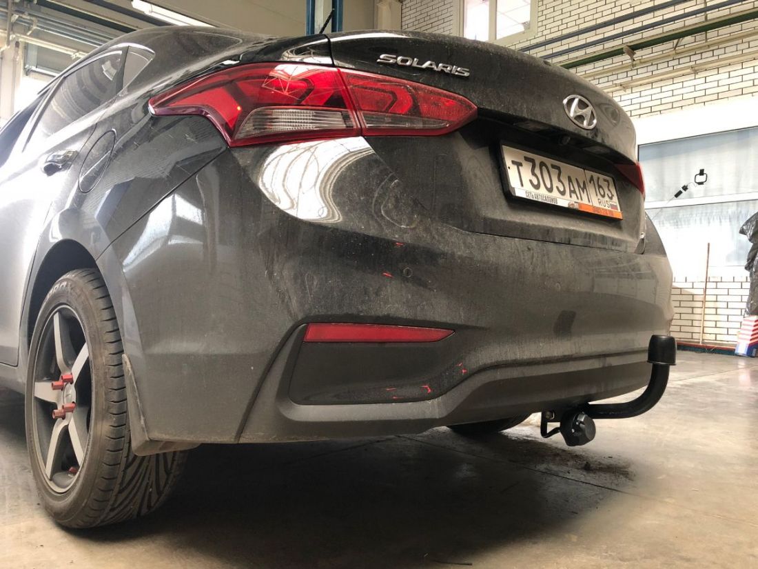 Фаркоп Трейлер для Hyundai Solaris II седан 2017-, Kia Rio IV седан 2017- требуется подрезка бампера. Тип шара: A. Нагрузки 1000/50 кг