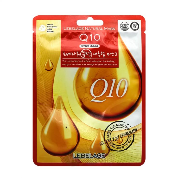 Lebelage Q10 Natural Mask Омолаживающая тканевая маска с коэнзимом, 25 г