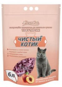 Наполнитель комкующийся Чистый Котик ТОФУ Персик, 6л.