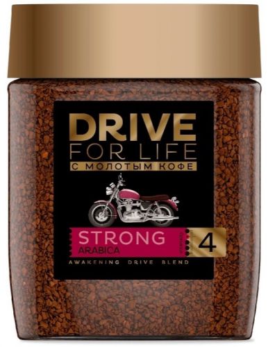 Drive for life Кофе сублимированный c молотым Strong