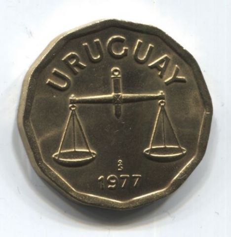 50 сентесимо 1977 года Уругвай UNC