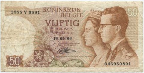 50 франков 1966 года Бельгия