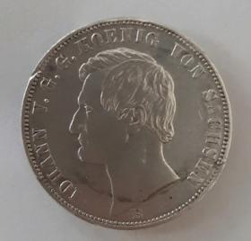 1 талер 1861 года AUNC Редкий тип! Саксония Германия